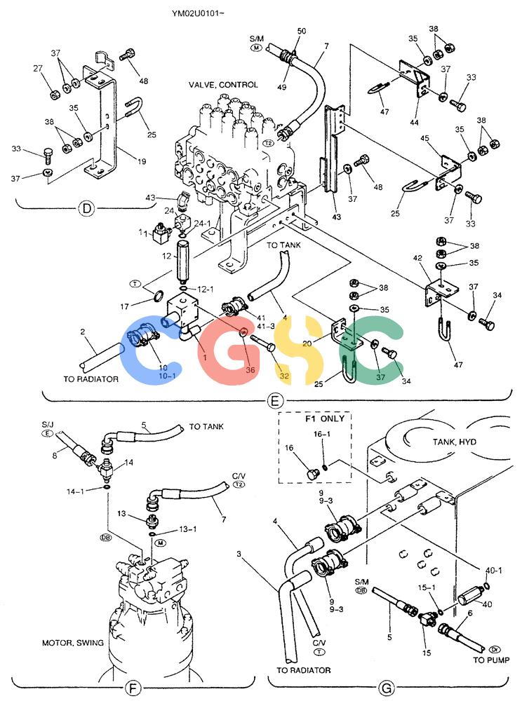 神钢零件查询(SK160LC) - DYNAMIC ACERA EXCAVATOR 11/2000 ASN YM02U0101 (11/00-12/02) (01-023[02]) - HYD LINES, UPP (RETURN) Kobelco
