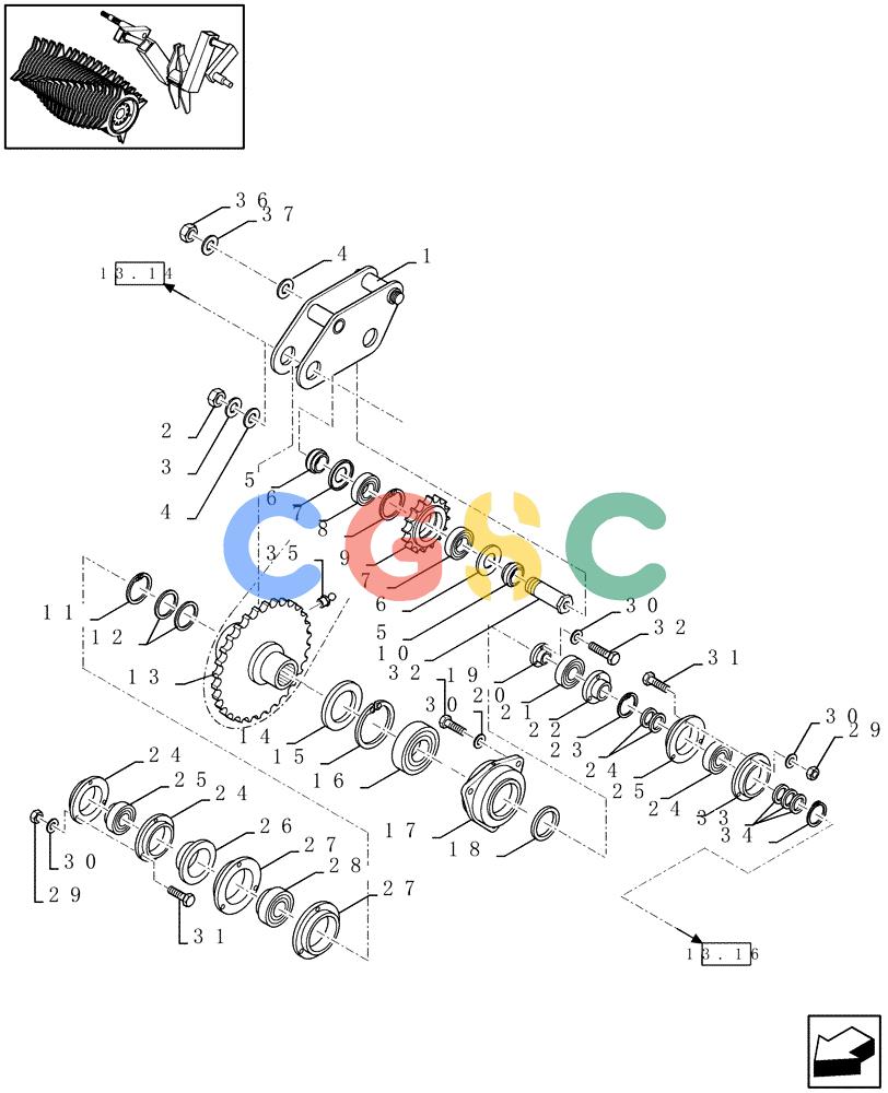 凯斯零件查询(LBX431R) - BIG RECTANGULAR BALER 'ROTOR CUTTER' (6/01-12/03) (13.15[01]) - ROTOR DRIVE Case Agriculture