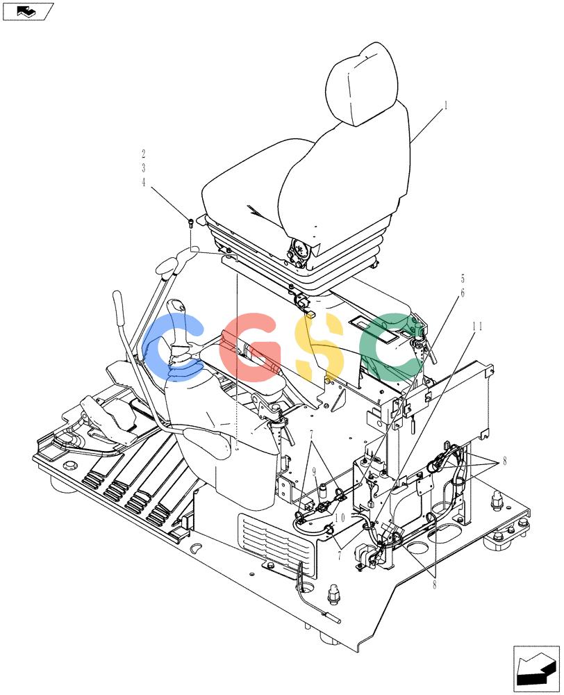 纽荷兰零件查询(E80BMSR) - COMPACT CRAWLER EXCAVATOR ASN LF06-04501 (NBTA18037) (01-067[00]) - SEAT ASSEMBLY New Holland Constructuion