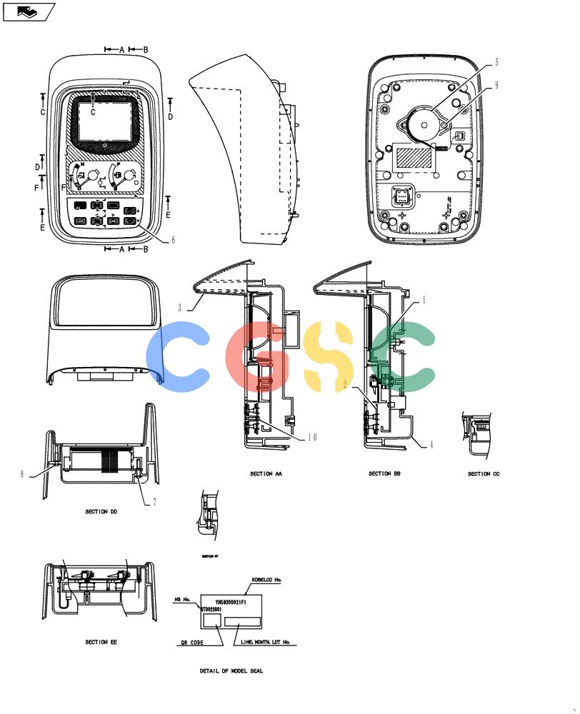 纽荷兰零件查询(E135BSRLC) - CRAWLER EXCAVATOR ASN YH06-08001 (01-074[04]) - PANEL ASSEMBLY, INSTRUMENT New Holland Constructuion