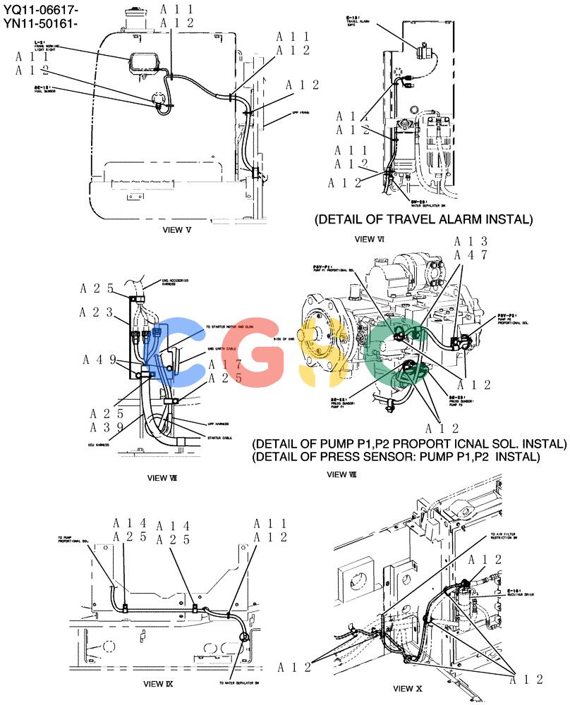 神钢零件查询(200-8) - EXCAVATOR S/N YN11-45001 - (1/06-12/09) (310-01A-3) - HARNESS ASSY, UPP Kobelco