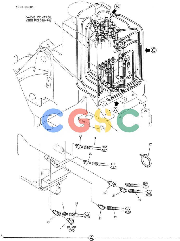 神钢零件查询(BOOM) - ATTACHMENT, (2 PIECE) - SK70SR-1E & SK70SR-1ES ASN YT04-07001 (1/04-12/12) (01-006[01]) - CONTROL LINES, MAIN, OFFSET, SEPARATE Kobelco