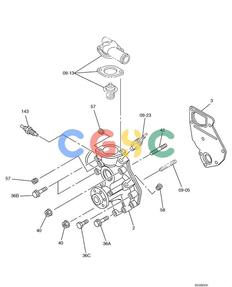 纽荷兰零件查询(E70BSR) - COMPACT CRAWLER EXCAVATOR BTW YT05-15001 - 18000 (NA) (4/08-) (09-12-00[00]) - WATER PUMP AND CORROSION RESISTOR New Holland Constructuion