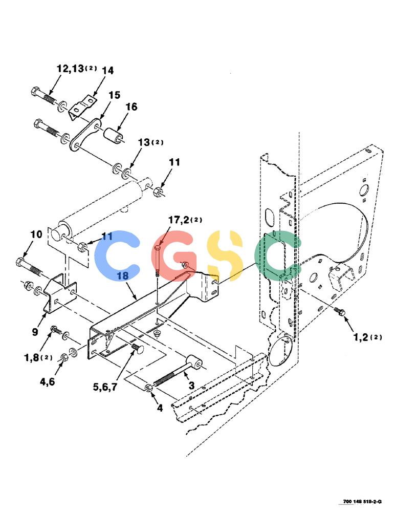 凯斯零件查询(RS551) - CASE IH ROUND BALER (1/99-12/00) (8-40) - HYDRAULIC CYLINDER MOUNTING ASSEMBLY, MESH WRAP Case Agriculture