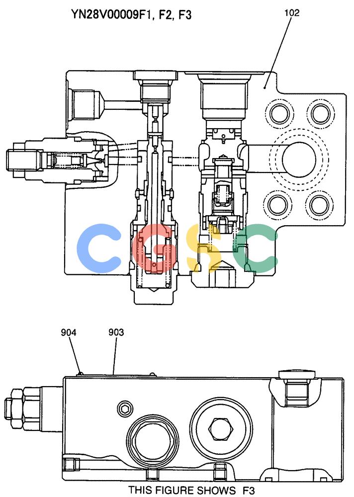 纽荷兰零件查询(E135SR) - CRAWLER EXCAVATOR ASN YY04-06254 (07-014[02]) - VALVE ASSY, HOLDING (OFFSET BOOM), P/N YN28V00009F1 New Holland Constructuion