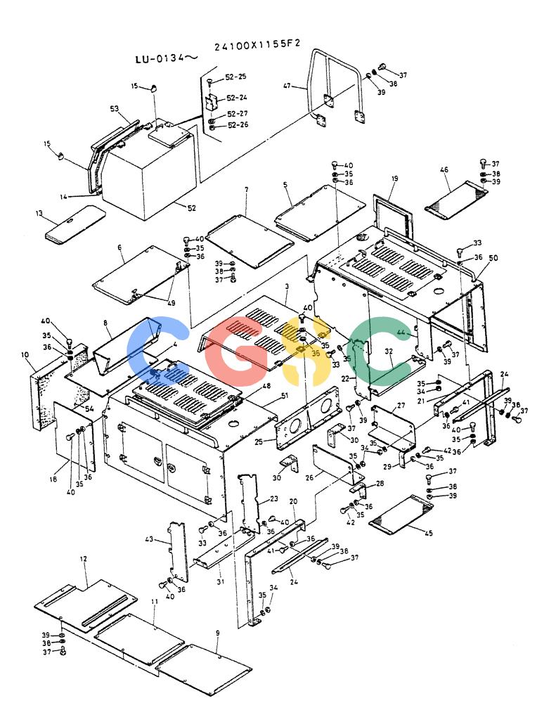 神钢零件查询(K935) - EXCAVATOR SUPPLEMENT ASN LU00154 (1/76-12/03) (02-025) - GUARD ASSY P/N 24100X1155F2 Kobelco