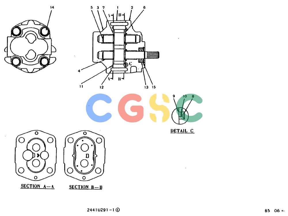 神钢零件查询(MD240BLC) - EXCAVATOR BTW LLU0001 - LLU0300 (1/80-12/06) (11-028) - PUMP ASSY, GEAR 2441U291F2 Kobelco