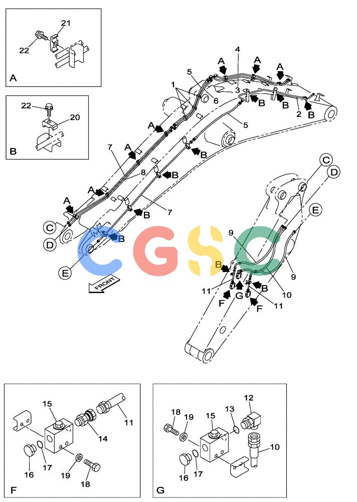 纽荷兰零件查询(E805) - CRAWLER EXCAVATOR TIER 3 (7/06-) (08-024-00[01]) - HYDRAULIC CIRCUIT - LOW FLOW - BOOM (7.25 M) - DIPPER (3.00 M) New Holland Constructuion
