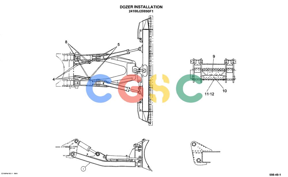 神钢零件查询(ED180) - BLADE RUNNER EXCAVATOR/DOZER ASN YLU0001 (1/99-12/01) (07-011[01]) - DOZER INSTALLATION Kobelco