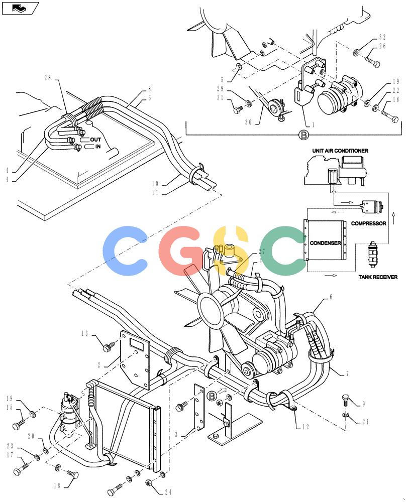 神钢零件查询(ED150-1E) - BLADE RUNNER EXCAVATOR/DOZER ASN YL05-00555 (11/03-12/04) (10-035) - AIR CONDITIONER Kobelco
