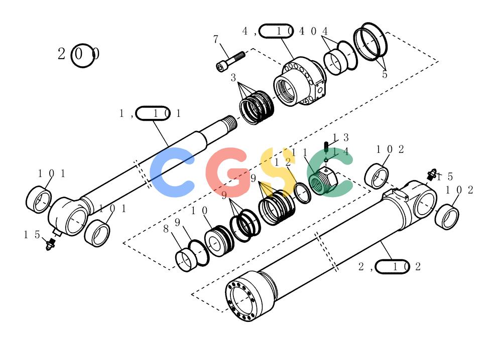 纽荷兰零件查询(EC215) - CRAWLER EXCAVATOR (11/99-) (24.052[001]) - BACKHOE CYLINDER (S/N 721501-UP) New Holland Constructuion