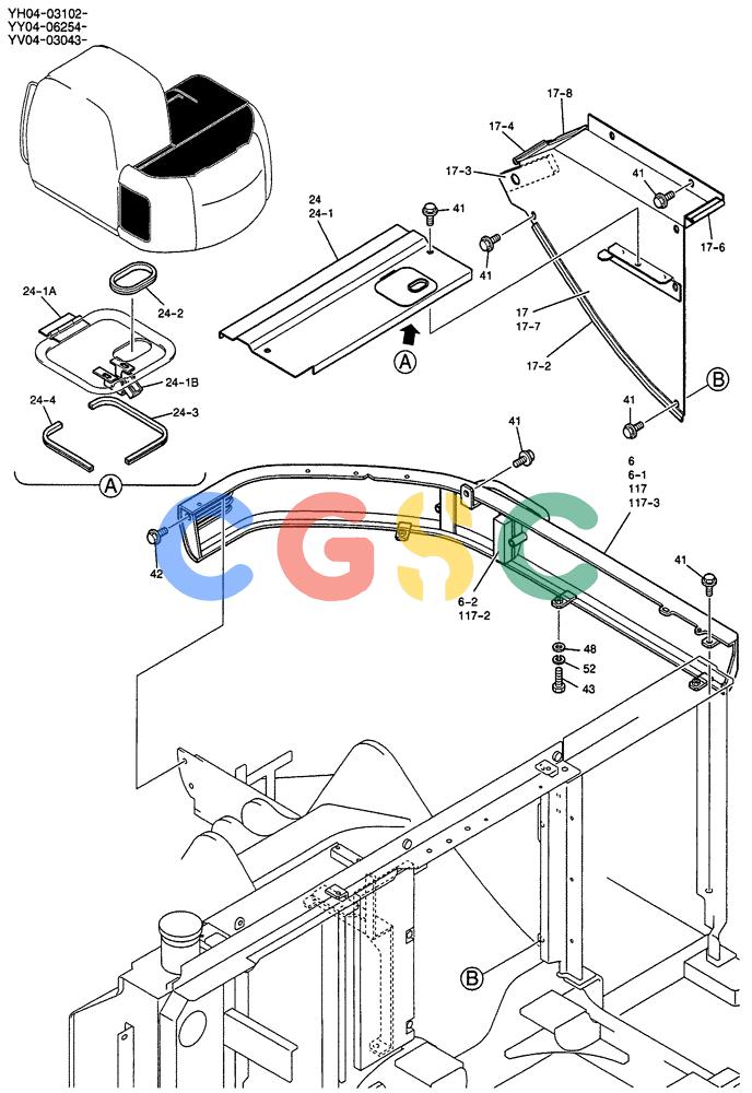 纽荷兰零件查询(E135SR) - CRAWLER EXCAVATOR ASN YY04-06254 (01-046) - GUARD INSTAL (BRACKET ASSY) New Holland Constructuion