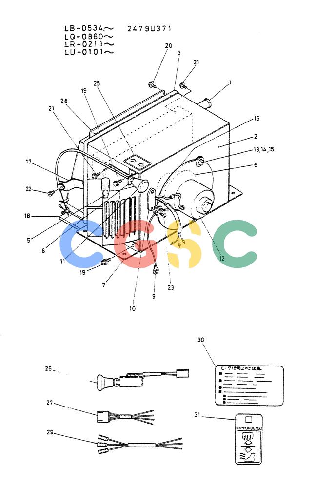 神钢零件查询(K935) - EXCAVATOR SUPPLEMENT ASN LU00154 (1/76-12/03) (07-022) - HEATER ASSY Kobelco