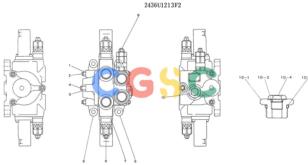 神钢零件查询(K905LC) - MARK II EXCAVATOR BTW YP1001 - YP1281 (1/87-12/03) (11-020) - VALVE ASSY, CONTROL (P/N 2436U1213F2) Kobelco