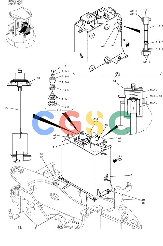 纽荷兰零件查询(E35SR) - COMPACT CRAWLER EXCAVATOR ASN PX13-15001 (N6TN61732) (NA) (1/06-) (01-014) - TANK ASSY, HYD (NIBBLER & BREAKER) New Holland Constructuion