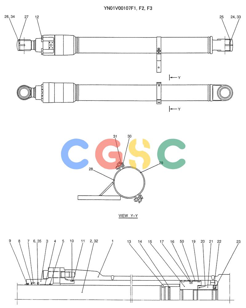 纽荷兰零件查询(E235SRLC) - CRAWLER EXCAVATOR BTW YU04-00837 - YU04-01417 (07-016) - CYLINDER ASSY, BOOM (R.H.) New Holland Constructuion