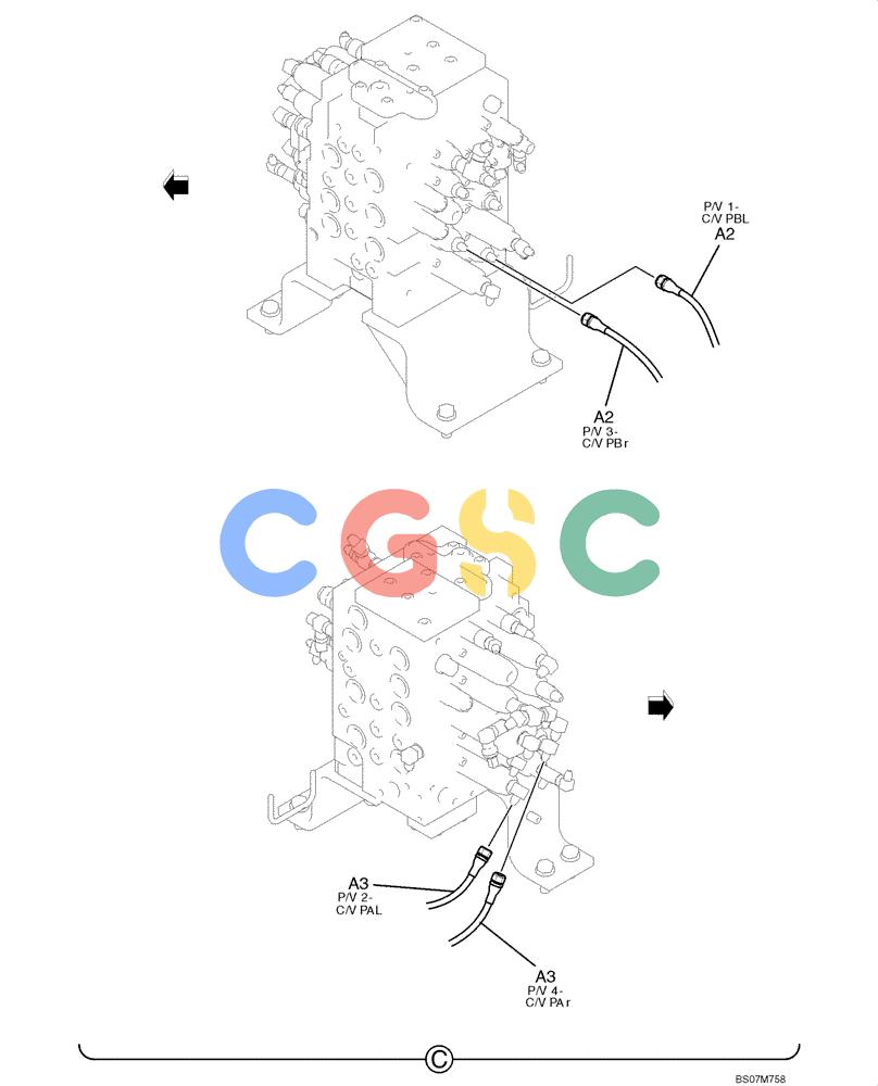 纽荷兰零件查询(E135B) - CRAWLER EXCAVATOR TIER 3 - ASN YH05-07001 (N8TA13006) (1/08-) (02-33[02]) - CONTROL LINES, PROPEL (YY62H00009F1 & YF64H00056F1), PAGE 2 OF 2 New Holland Constructuion