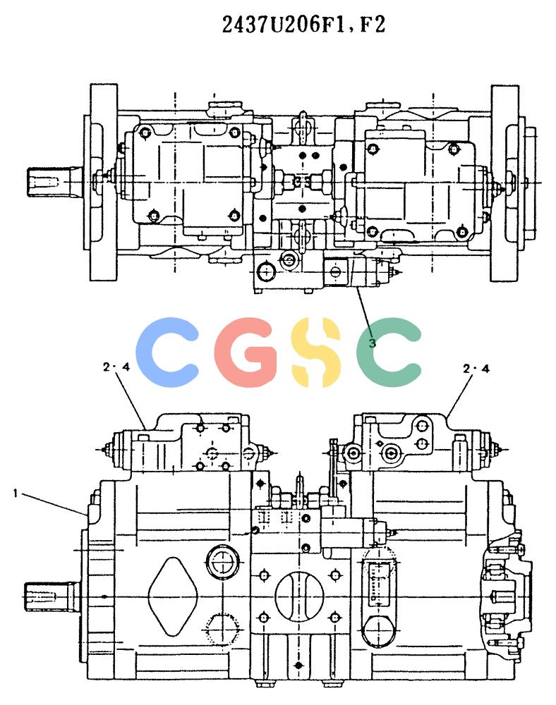 神钢零件查询(K909LC) - MARK II EXCAVATOR ASN LLU-0001 (1/87-12/03) (11-019) - PUMP ASSY, 2437U206 Kobelco