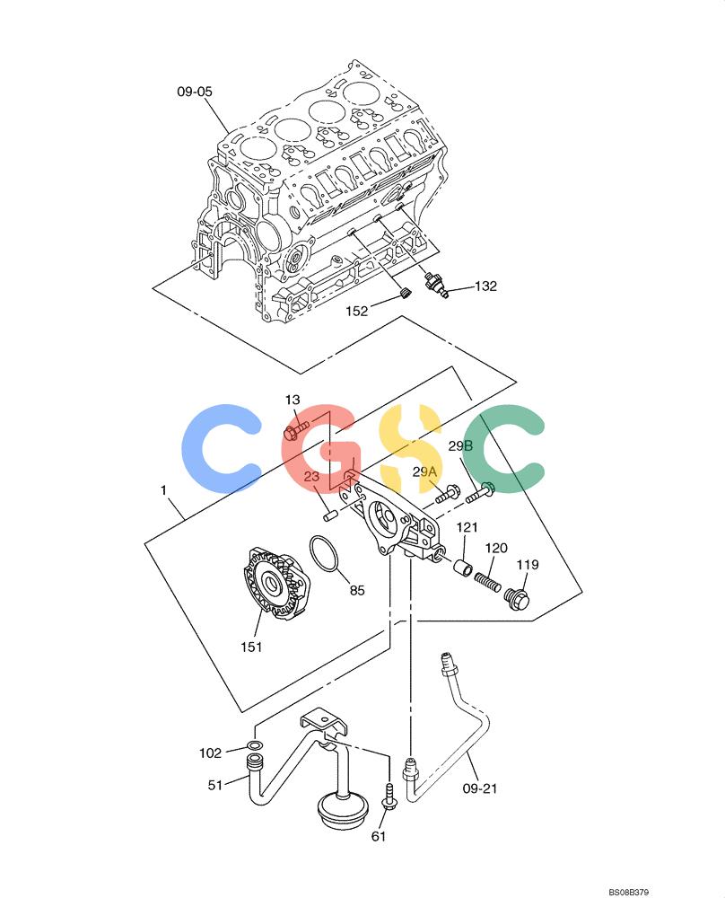 纽荷兰零件查询(E70BSR) - COMPACT CRAWLER EXCAVATOR BTW YT05-15001 - 18000 (NA) (4/08-) (09-20-00[00]) - OIL PUMP AND OIL STRAINER New Holland Constructuion