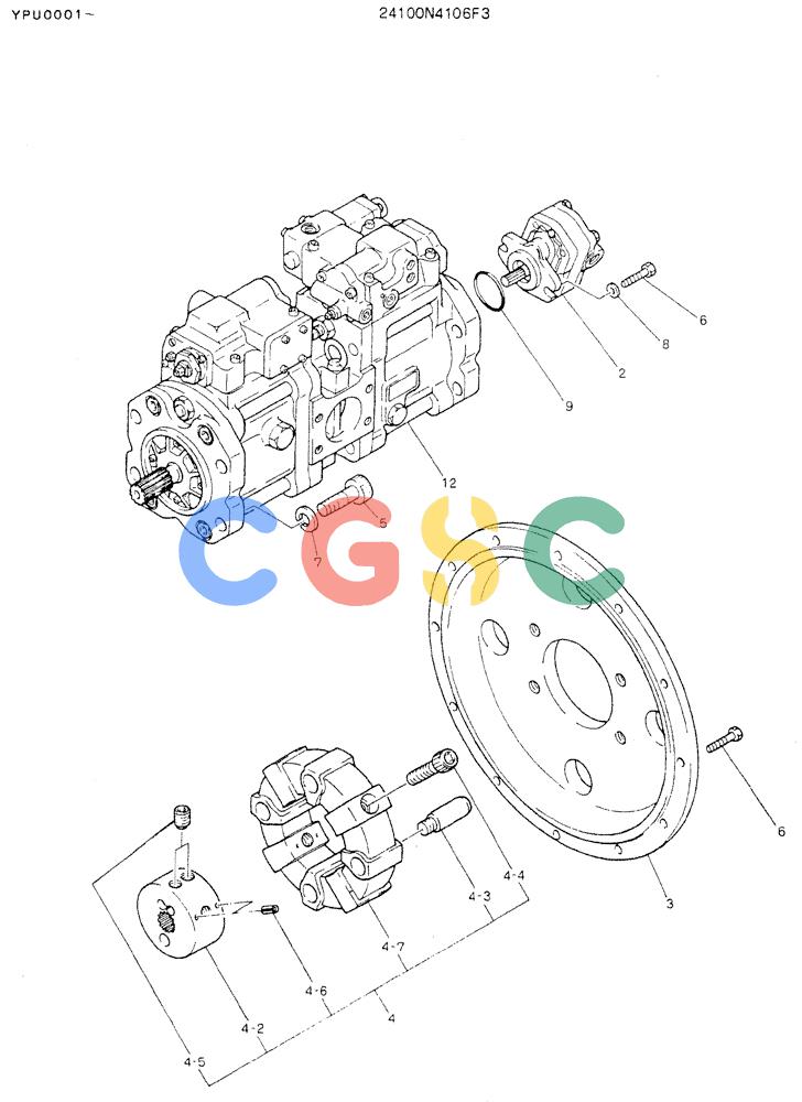 神钢零件查询(K905LC) - MARK II EXCAVATOR ASN YPU00001 (1/87-12/03) (05-003) - PUMP ASSY, CONNECT Kobelco