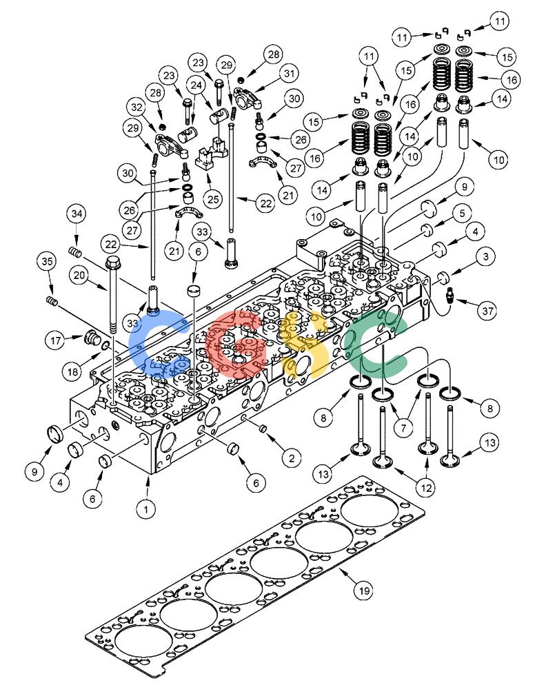 凯斯零件查询(FLX3510) - FLOATER (8/04-8/06) (02-049) - CYLINDER HEAD AND VALVE MECHANISM, FLX 3510 Case Agriculture