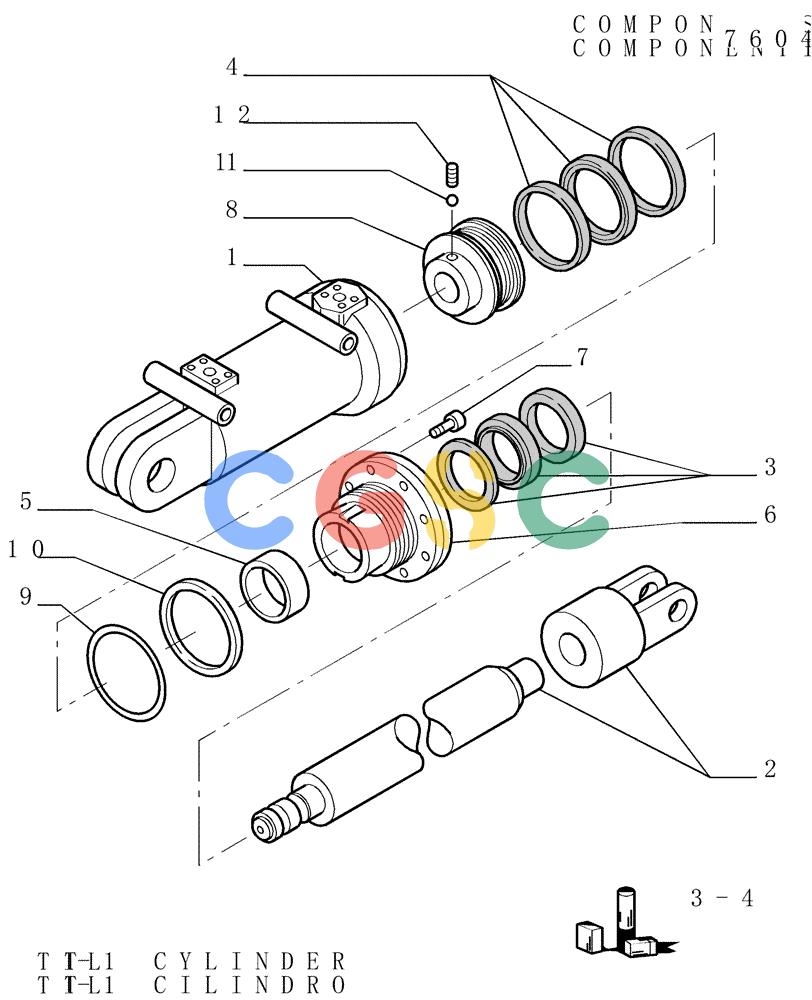 纽荷兰零件查询(FD145) - CRAWLER DOZER (N.A. VERSION) (10/98-) (9.481[05]) - HYDRAULIC TILT - CYLINDER - OPTIONAL CODE 79107217 New Holland Constructuion