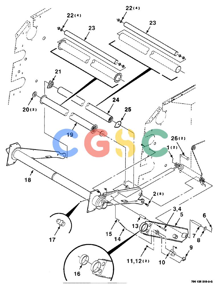 凯斯零件查询(RS551) - CASE IH ROUND BALER (1/99-12/00) (6-10) - BALE TENSIONING ROLLER ASSEMBLY Case Agriculture