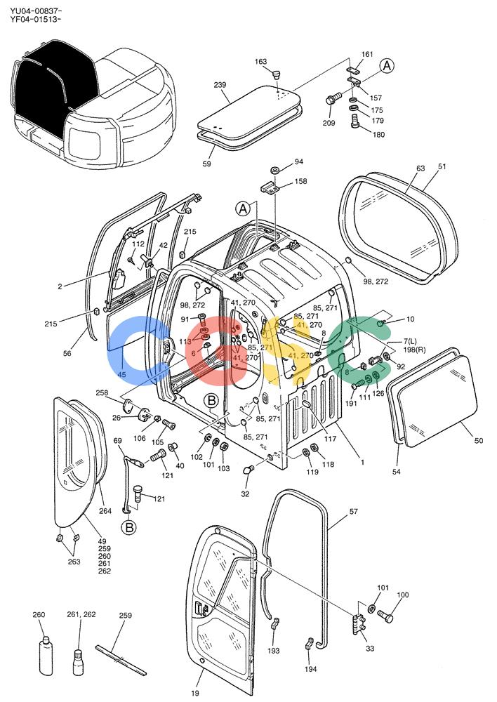 纽荷兰零件查询(E235SRLC) - CRAWLER EXCAVATOR BTW YU04-00837 - YU04-01417 (01-037[01]) - CAB ASSY, P/N YN02C00076F1 New Holland Constructuion