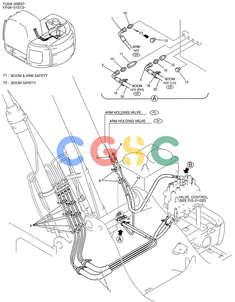 纽荷兰零件查询(E235SRLC) - CRAWLER EXCAVATOR BTW YU04-00837 - YU04-01417 (05-002[01]) - CONTROL LINES, REMOTE New Holland Constructuion