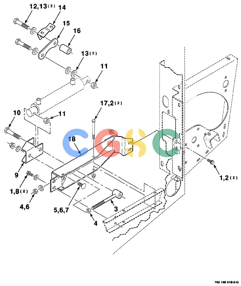 凯斯零件查询(RS561) - CASE IH ROUND BALER (1/99-12/00) (08-064) - HYDRAULIC CYLINDER MOUNTING ASSEMBLY (MESH WRAP) Case Agriculture