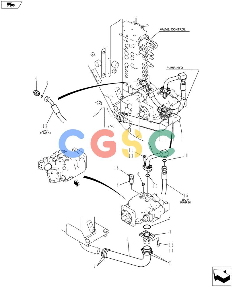 纽荷兰零件查询(E70BSR) - COMPACT CRAWLER EXCAVATOR ASN YT06-18001 (01-020[00]) - HYDRAULIC LINES, PUMP New Holland Constructuion