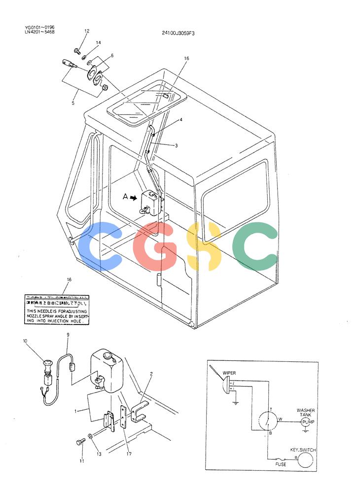神钢零件查询(K907CLC) - EXCAVATOR BTW YG0101 - YG0500 (1/85-12/03) (08-032) - WASHER ASSY WINDOW Kobelco
