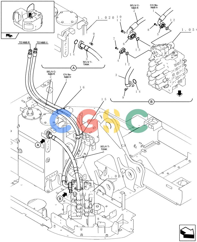 纽荷兰零件查询(E235BSR) - CRAWLER EXCAVATOR (5/07-) (1.054[04]) - PUMP/CONTROL VALVE PIPING - NIBBLER & BREAKER New Holland Constructuion