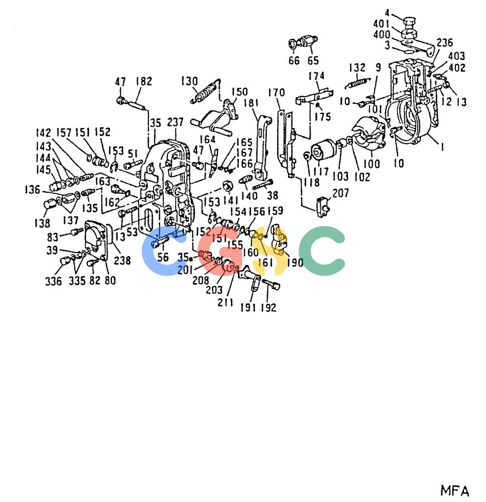 神钢零件查询(6D22-TC) - MITSUBISHI DIESEL ENGINE - K912, K912LC, & K916 (1/83-12/06) (03-010) - GOVERNOR (INNER PARTS) 040-132F Kobelco