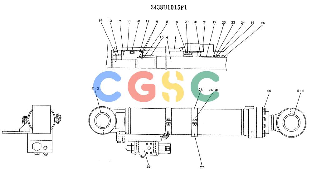 神钢零件查询(K907LC) - MARK II EXCAVATOR ASN YQ0565 (GLOBAL) (1/87-12/03) (11-058) - CYLINDER ASSY (R.H BOOM) (2438U1015F1) Kobelco