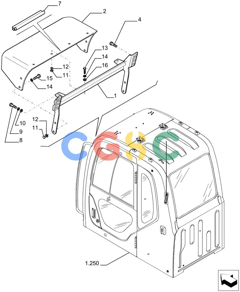 纽荷兰零件查询(E235BSR) - CRAWLER EXCAVATOR (5/07-) (5.0580[01]) - SUN CANOPY - OPTIONAL CODE 461221008 New Holland Constructuion