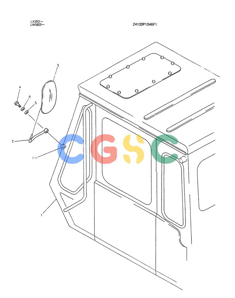 神钢零件查询(K904DL) - EXCAVATOR ASN LX1201 (1/84-12/03) (02-014) - BACK-MIRROR (FOR EXPORT) Kobelco