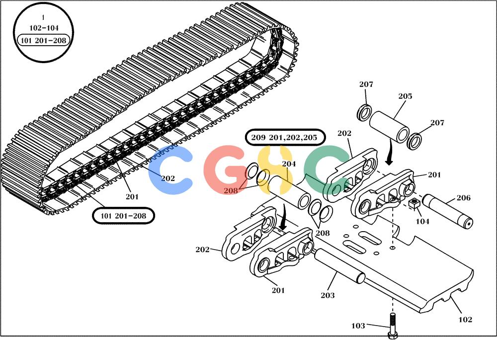 纽荷兰零件查询(EC160) - CRAWLER EXCAVATOR (4/99-) (06.102[003]) - DRIVING CHAIN 850/50 (OPTION) (S/N 716001-UP) New Holland Constructuion