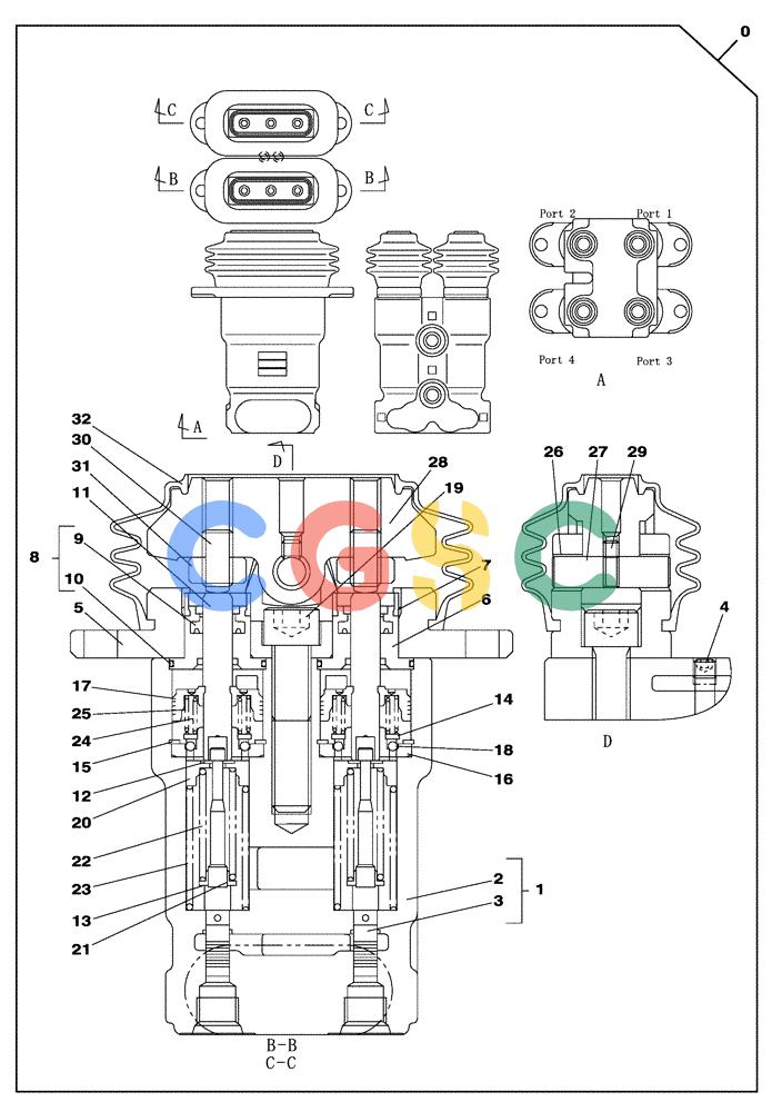纽荷兰零件查询(E805) - CRAWLER EXCAVATOR TIER 3 (7/06-) (08-270-00[01]) - FOOT CONTROL VALVE New Holland Constructuion