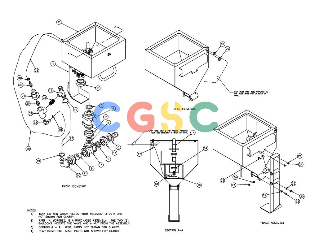 凯斯零件查询(FLX810) - FLEX-AIR APPLICATOR (10/03-8/09) (11-001) - CHEMICAL EDUCTOR TANK ASSY Case Agriculture