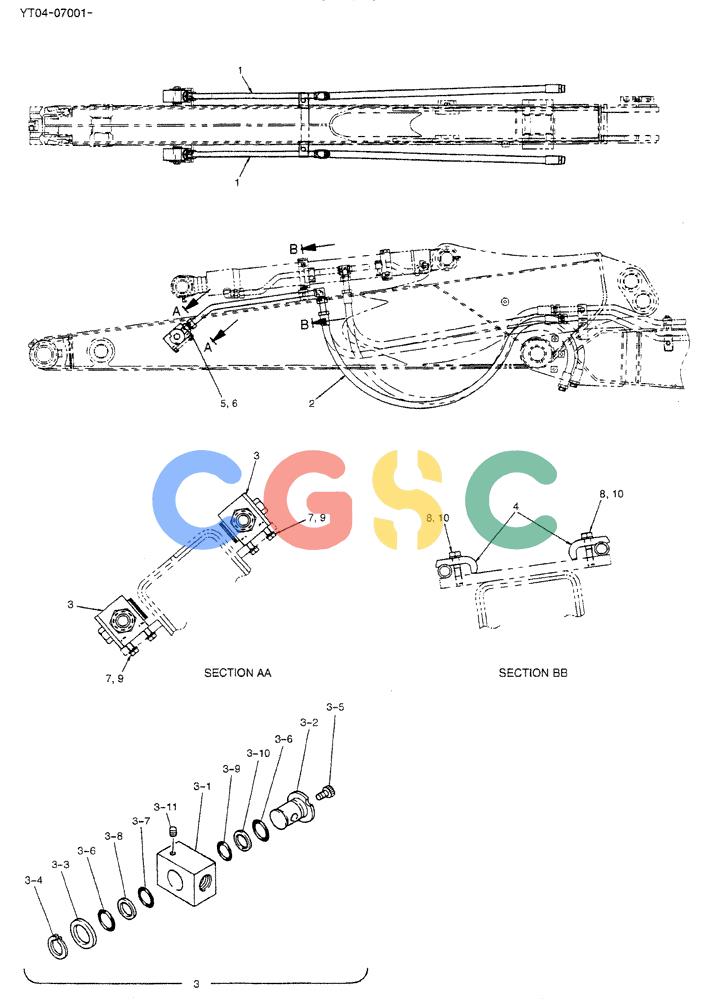纽荷兰零件查询(BREAKER) - NIBBLER/BREAKER ATTACHMENT - E70SR ASN YT04-07001 (02-025) - HYD LINES, ARM 2.07M (BREAKER, NIBBLER & BREAKER) New Holland Constructuion