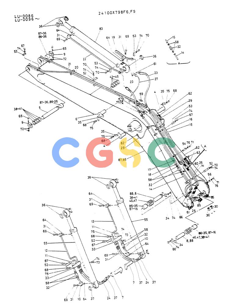 神钢零件查询(K935) - EXCAVATOR SUPPLEMENT ASN LU00154 (1/76-12/03) (08-002) - BOOM ASSY FOR ARM,5.28M Kobelco