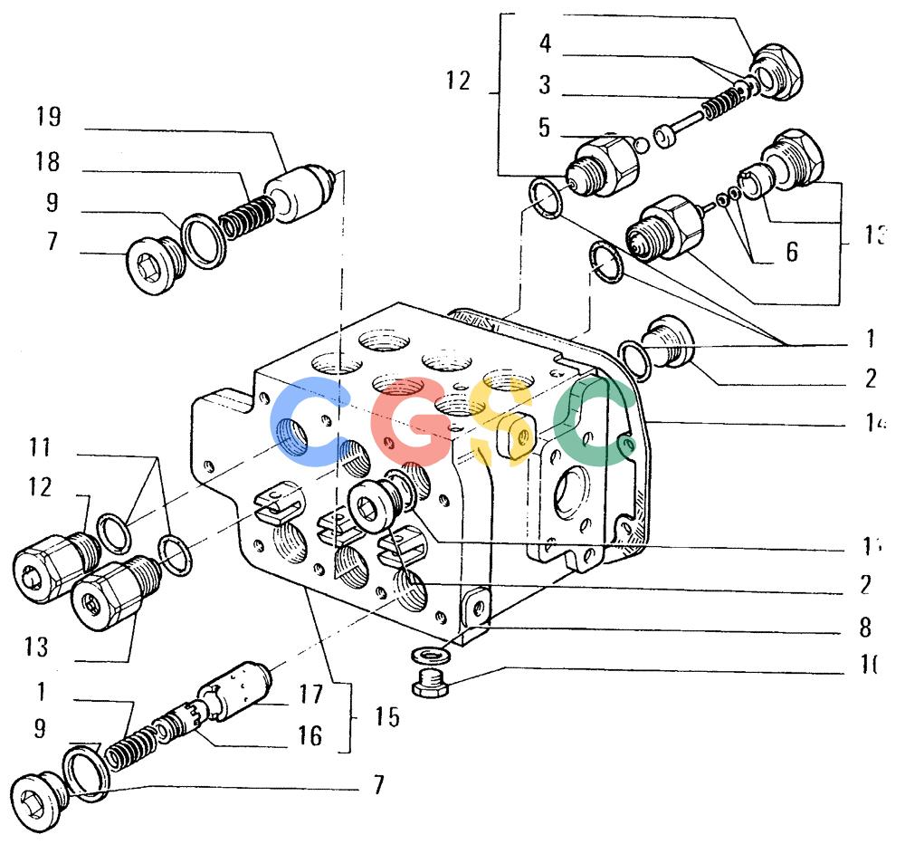 纽荷兰零件查询(FD14E) - CRAWLER DOZER (3.4360[003]) - EQUIPMENT CONTROL VALVE-COMPONENTS New Holland Constructuion