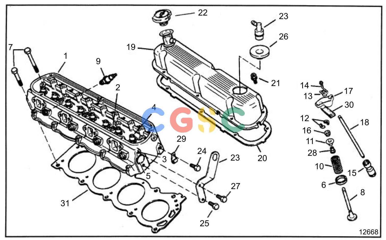 沃尔沃零件查询5.0FLPMDA; 5.8FLPMDAEngineCylinder HeadEPC Volvo Penta Parts catalog