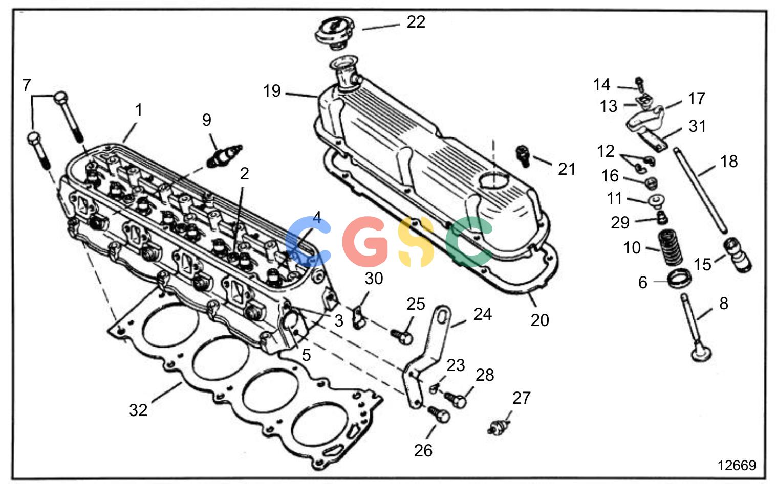 沃尔沃零件查询5.0FiPMDA; 5.0FiPMDM; 5.8FiPMDA; 5.8FiPMDMEngineCylinder HeadEPC Volvo Penta Parts catalog