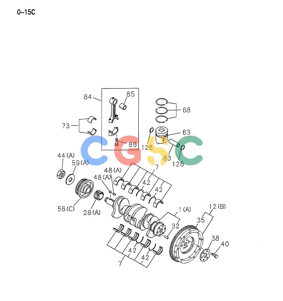 神钢零件查询(ED150-1E) - BLADE RUNNER EXCAVATOR/DOZER ASN YL05-00555 (11/03-12/04) (10-007) - CRANKSHAFT, PISTON AND FLYWHEEL Kobelco