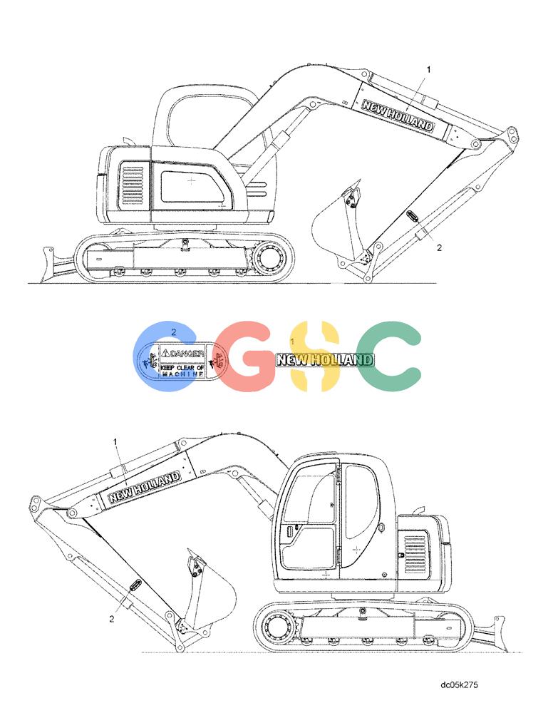纽荷兰零件查询(E70) - MIDI CRAWLER EXCAVATOR (NA) (1/06-) (217) - DECALS (YT22T00101F2) New Holland Constructuion