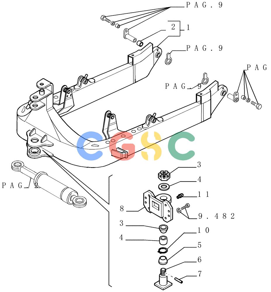 纽荷兰零件查询(DC150.B) - CRAWLER DOZER TIER 2 (3/03-) (9.440[01A]) - FRONT IMPLEMENT ALL HYDR.- C-FRAME - OPTIONAL CODE 784181041 - 784181051 - VERSION (02-03) New Holland Constructuion