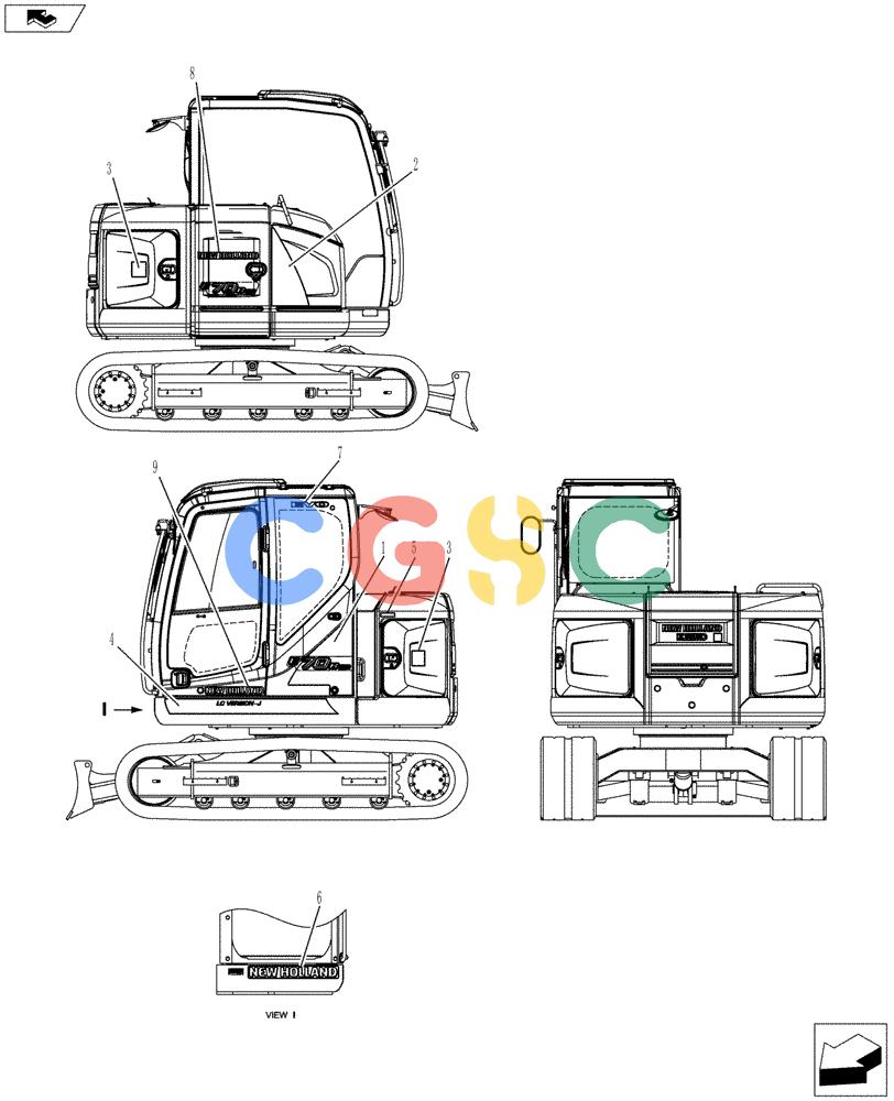 纽荷兰零件查询(E80BMSR) - COMPACT CRAWLER EXCAVATOR ASN LF06-04501 (NBTA18037) (06-011[01]) - NAME PLATE INSTALLATION New Holland Constructuion