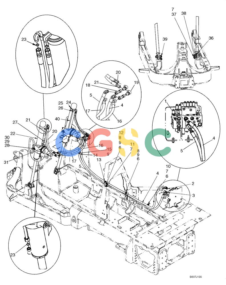 纽荷兰零件查询(D150B) - CRAWLER DOZER TIER 3 (HYDRO) (10/07-) (08-05) - HYDRAULICS - LIFT CIRCUIT - MOUNTING (AT VALVE TO LIFT CYLINDER) (LT - XLT - LGP MODELS) New Holland Constructuion